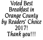 Voted Best Breakfast in Orange County by Readers  Choice 2017   Thank you   